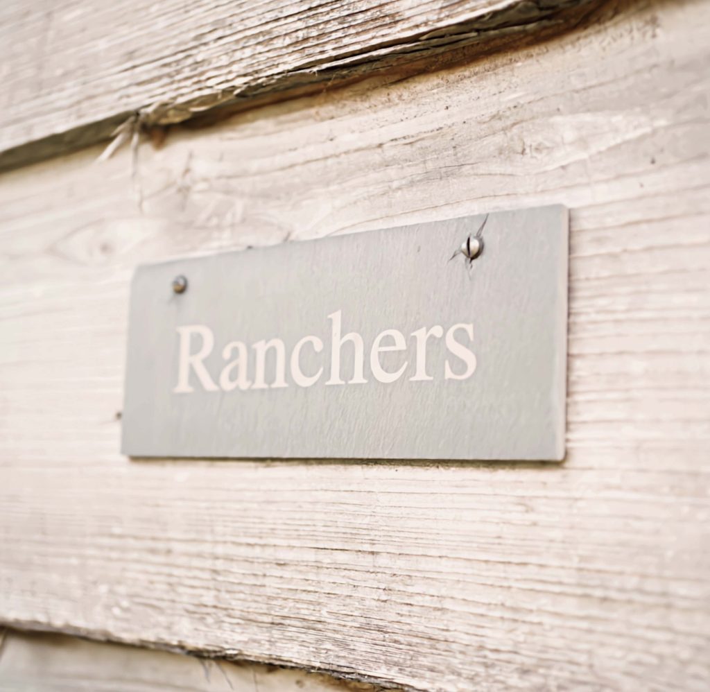 The sign for Ranchers cabin at Loose Reins