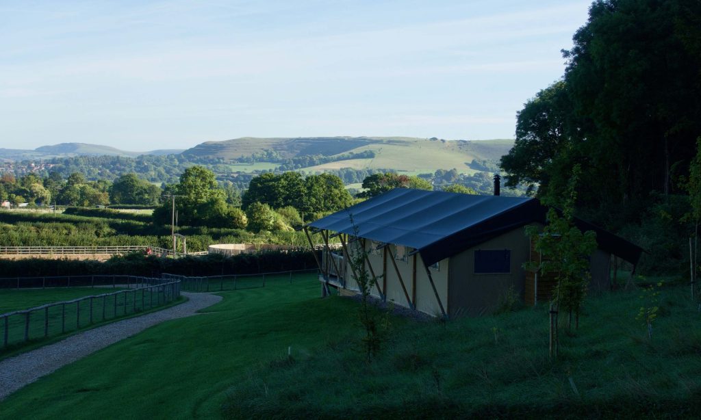 A lodge at Loose Reins looking out over the countryside views