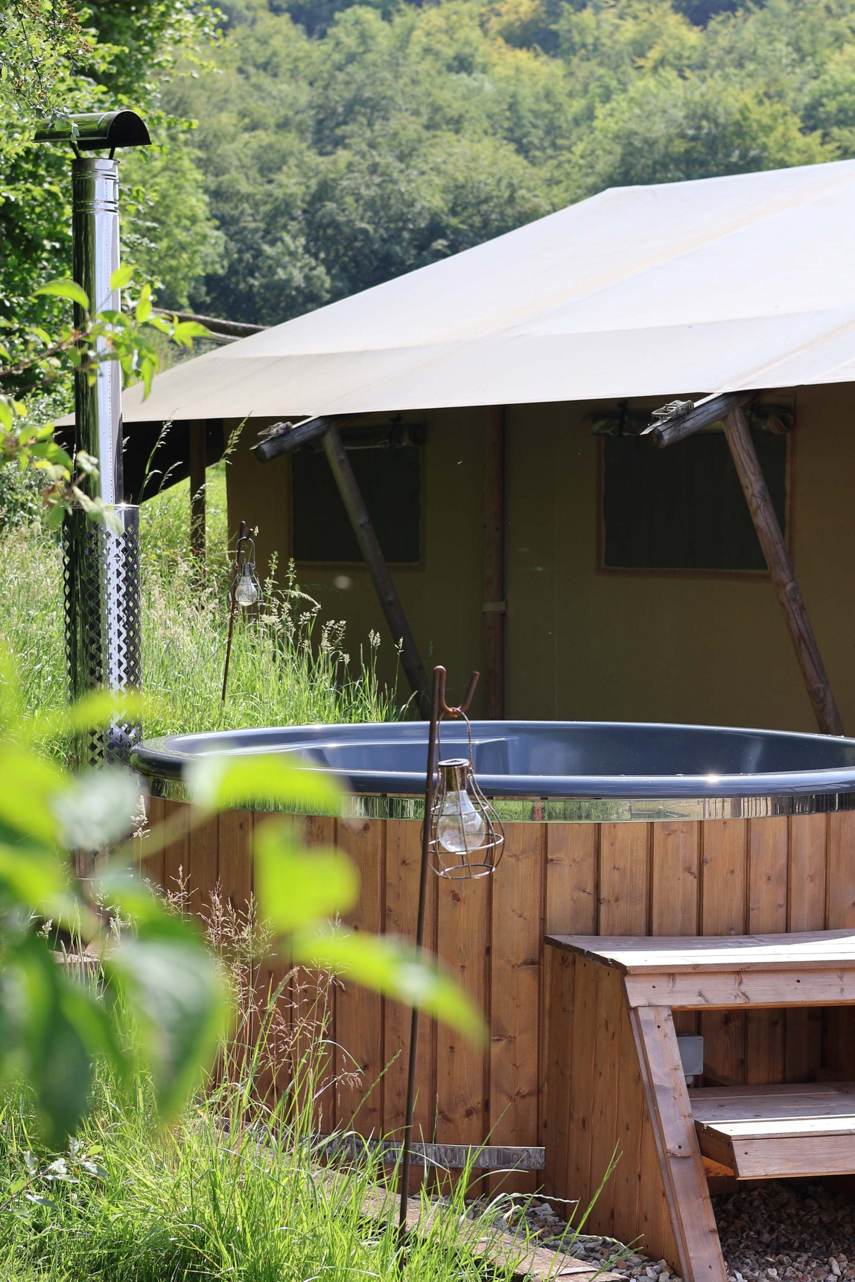 Eco hot tub at Loose Reins in Dorset