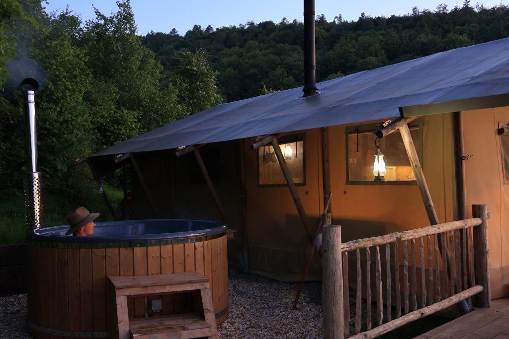View of Hazel Meade Glamping lodge in Dorset