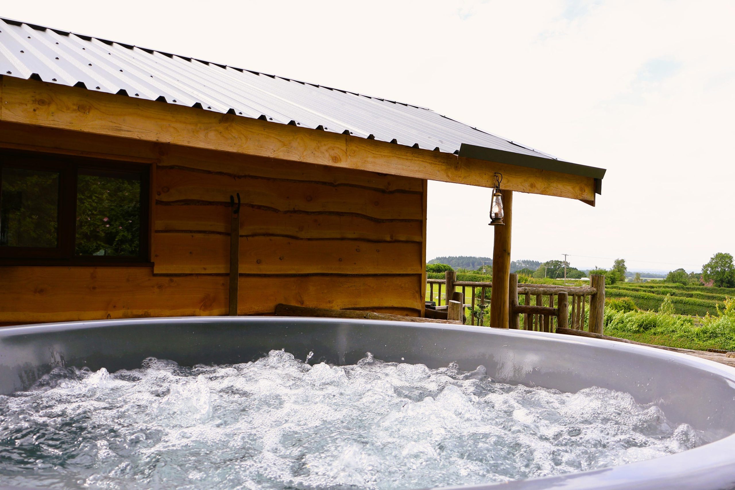 Bubbling Hot tub next to Foresters lodge