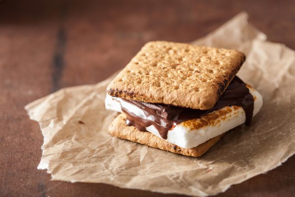 Close up of a s'more